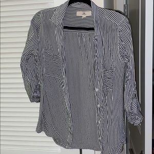 Grey and white striped button down